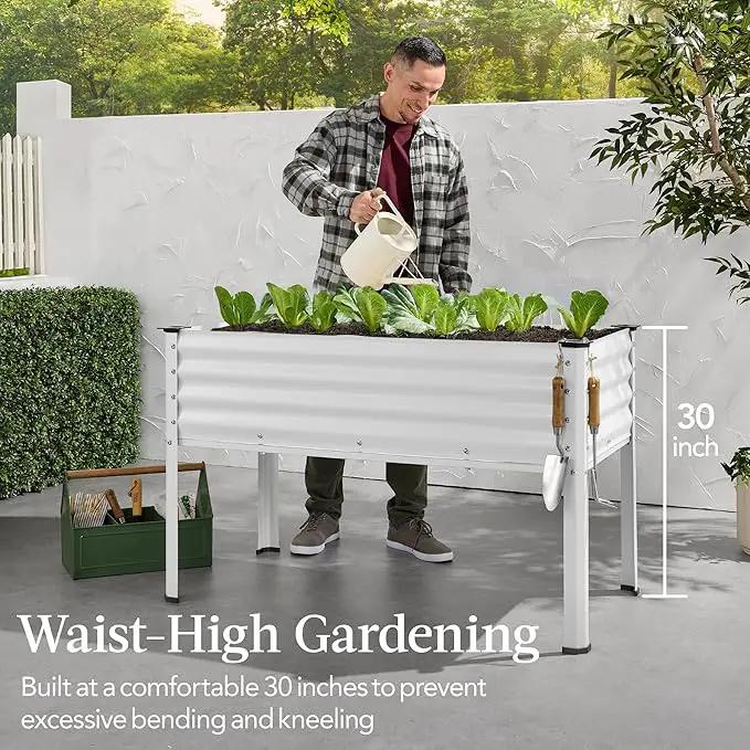 Best Choice Products 48x24x30in Galvanized Raised Garden Bed, Metal Elevated Planter Box, Vegetable Garden for Backyard, Patio, Balcony - White by GreenHaven Gardens