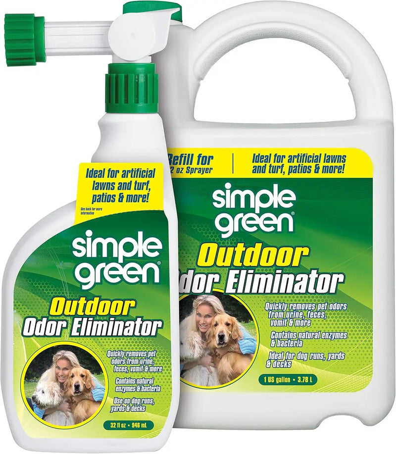 Simple Green Outdoor Odor Eliminator for Pets, Dogs, Ideal for Artificial Grass & Patio (32 oz Hose End Sprayer & 1 Gallon Refill) by GreenHaven Gardens