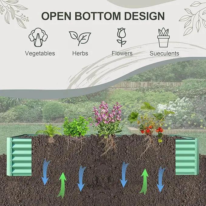 Domi Raised Garden Beds Outdoor, 8x4x1.5Ft Thickening Tall Metal Rectangular Deep Root Box Planter for Vegetables, Flowers, Herbs, and Succulents 1.5" Deep w/ 342 Gallon Capacity - Green by GreenHaven Gardens