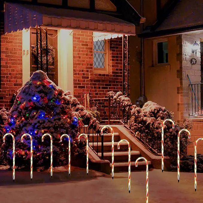 26" Christmas Decorations Outside Candy Cane Lights, Set of 10 Pack Landscape Path Lights for Yard Patio Garden Walkway Festival Holiday, Red & Green by GreenHaven Gardens