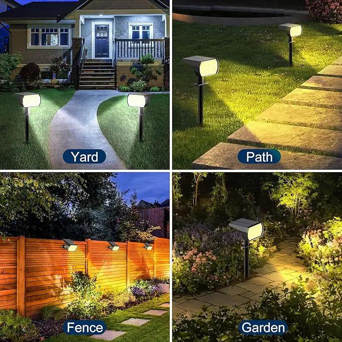 Solar Spot Lights Outdoor, [2 Pack/74 LED/3 Colors] 2-in-1 Solar Landscape Spotlights, IP65 Waterproof Auto On/Off Solar Powered Security Lights for Yard Garden Pathway Walkway by GreenHaven Gardens