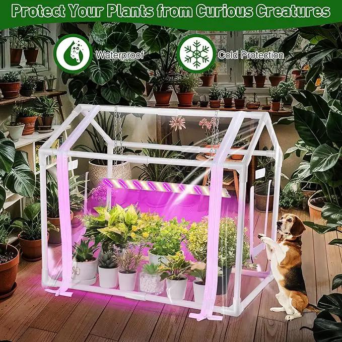 Meonum Mini Greenhouse with Grow Light for Indoor, 23.6 x15.7 x19.6 Tabletop Small Greenhouse Kit with 15W Plant Dimmable LED Grow Lights and Timer, 3 Light Color Mode for Seed Starter Tray by GreenHaven Gardens