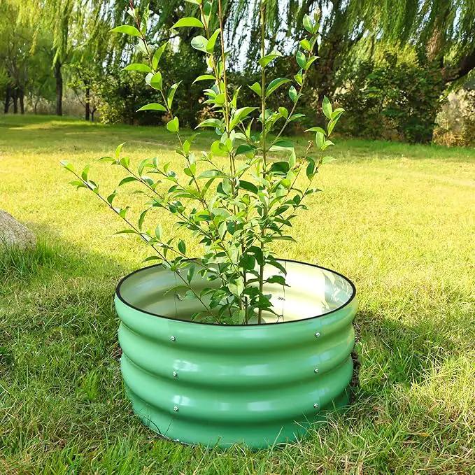 SnugNiture 3 Pcs 2x2x1ft Round Galvanized Raised Garden Bed Kit Outdoor, Metal Planter Box for Planting Plants Vegetables, Green by GreenHaven Gardens