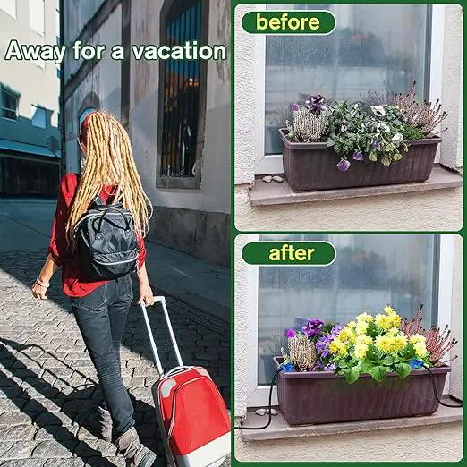 NFESOLAR Solar Drip Irrigation System Outdoor with 2200mAh Battery Backup, 6 Timing Modes, Supported 15 Pots Plants, Solar Watering System for Garden Green House by GreenHaven Gardens