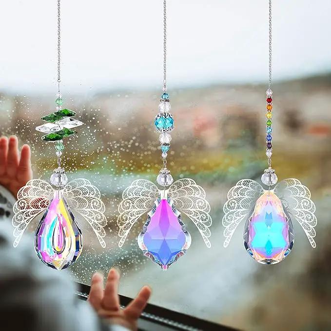 H&D HYALINE & DORA Metal Angel Wing Pendant with Rainbow Crystal Prisms Suncatcher Window Home Christmas Hanging Decor,Set 3pcs by GreenHaven Gardens