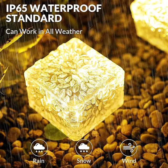 Solar Brick Lights - Outdoor Waterproof Patio Decor, 2.8 * 2.8in Garden Lights for Outside 4 Packs, Patio, Yard, Walkway, Pathway by GreenHaven Gardens