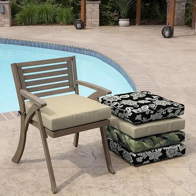 Arden Outdoor Seat Cushion, 19 x 19, Rain-Proof, Fade Resistant Tan Leala by GreenHaven Gardens