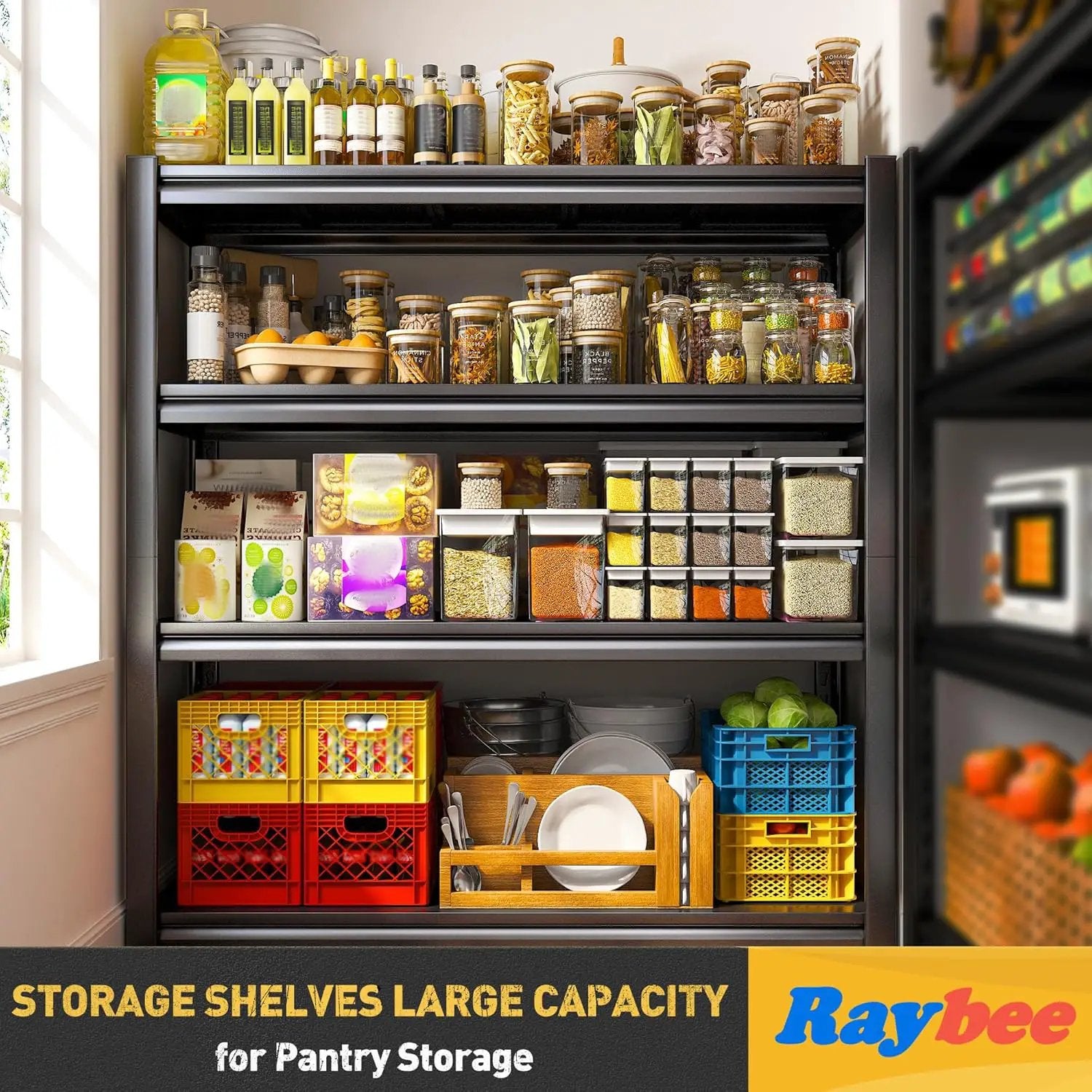 Raybee 40" W Garage Shelving Heavy Duty Storage Shelves 56.9" H Metal Shelving Heavy Duty Load 1600LBS Adjustable Metal Shelves for Storage for Pantry Kitchen 40" W x 19.1" D x 56.9" H 3 Pack by GreenHaven Gardens