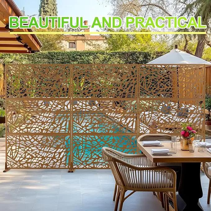 Outdoor Privacy Screen,72" H×47" W Metal Privacy Screen, Freestanding Privacy Fence Panels for Patio by GreenHaven Gardens