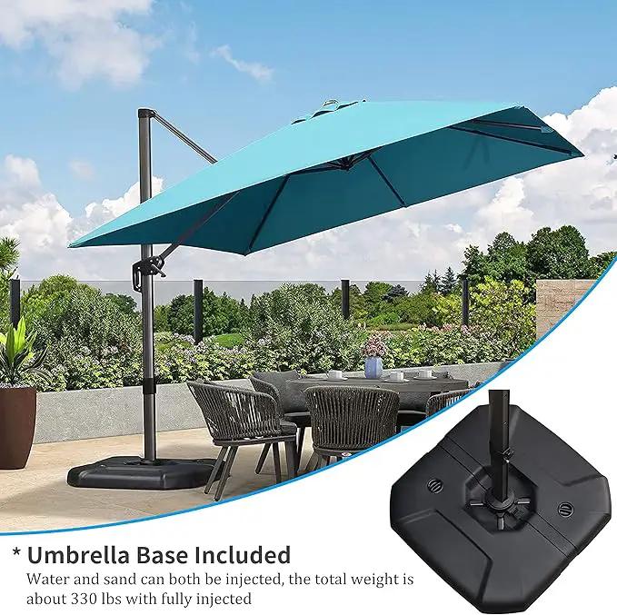 PURPLE LEAF Patio Umbrella with Base 10 Feet Outdoor Cantilever Square Umbrella Aluminum Offset Umbrella with 360-degree Rotation for Garden Deck Pool Patio, Turquoise Blue by GreenHaven Gardens