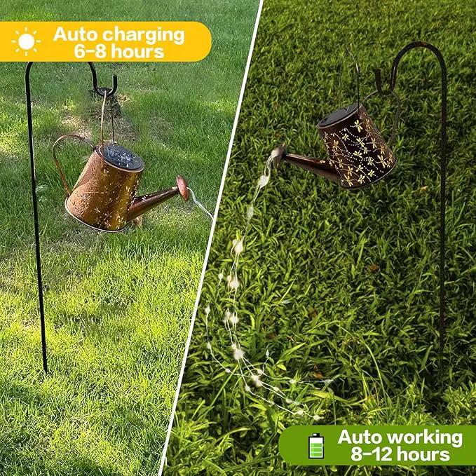 Solar Watering Can Outdoor Lights Garden Decor,Dragonfly Hanging Lantern Waterproof Landscape Lights Outside Decoration for Yard Porch Patio Pathway Gardening Gifts(with 32 inch Shepherd Hook) by GreenHaven Gardens