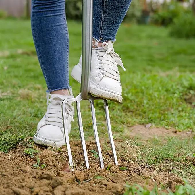 Berry&Bird Garden Digging Fork, 37.4" Stainless Steel Garden Spading Fork with D-Grip Handle, 4-Tine Heavy Duty Long Handled Pitchfork with Ash Wood Handle for Digging, Planting, Cultivating, Aerating by GreenHaven Gardens