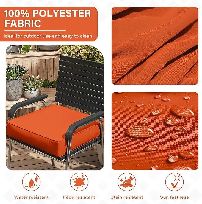 Patio Chair Cushions 24 X 24 X 5 Inch Waterproof Outdoor Seat Cushions for Patio Furniture, Outdoor Sofa Couch Pads with Ties & Handle, Set of 2, Orange by GreenHaven Gardens
