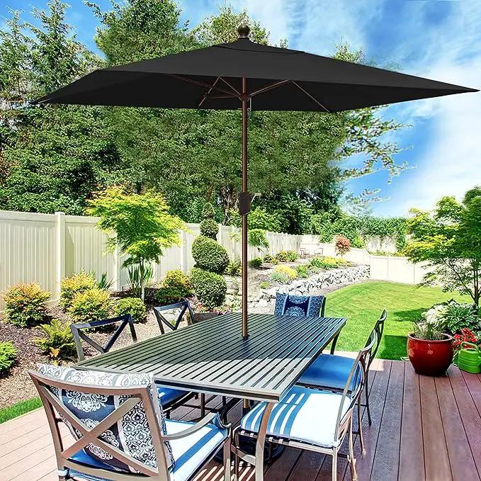 EliteShade USA 10-Year-Non-Fading 6.5x10FT Rectangular Market Umbrella Patio Umbrella Outdoor Table Umbrella with Ventilation, Black by GreenHaven Gardens