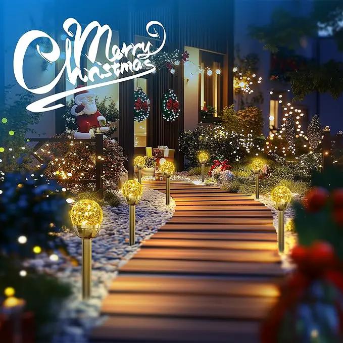 SOLPEX Solar Garden Lights String, 6 Pack Outdoor Christmas Decoration Warm White Solar Powered Cracked Glass Ball Lights, Waterproof for Patio Decoration by GreenHaven Gardens