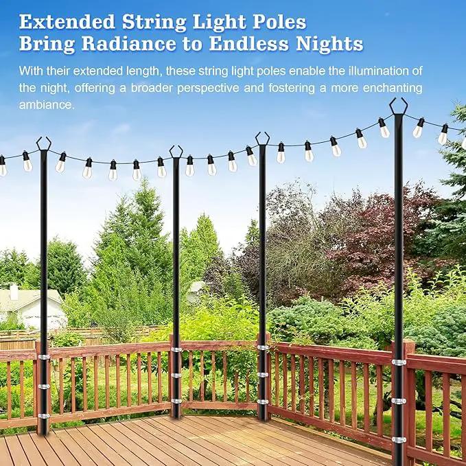 4 Pack String Light Poles,10 Ft Metal Poles with Fork for Outdoor String Lights,Outdoor Light Poles with Fork,Poles/Post/Stand for Outside,Patio,Deck,Backyard,Garden Wedding,Party by GreenHaven Gardens