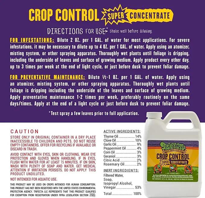 Trifecta Crop Control Super Concentrate All-in-One Natural Pesticide, Fungicide, Miticide, Insecticide, Help Defeat Spider Mites, Powdery Mildew, Botrytis, Mold and More on Plants 32 OZ by GreenHaven Gardens