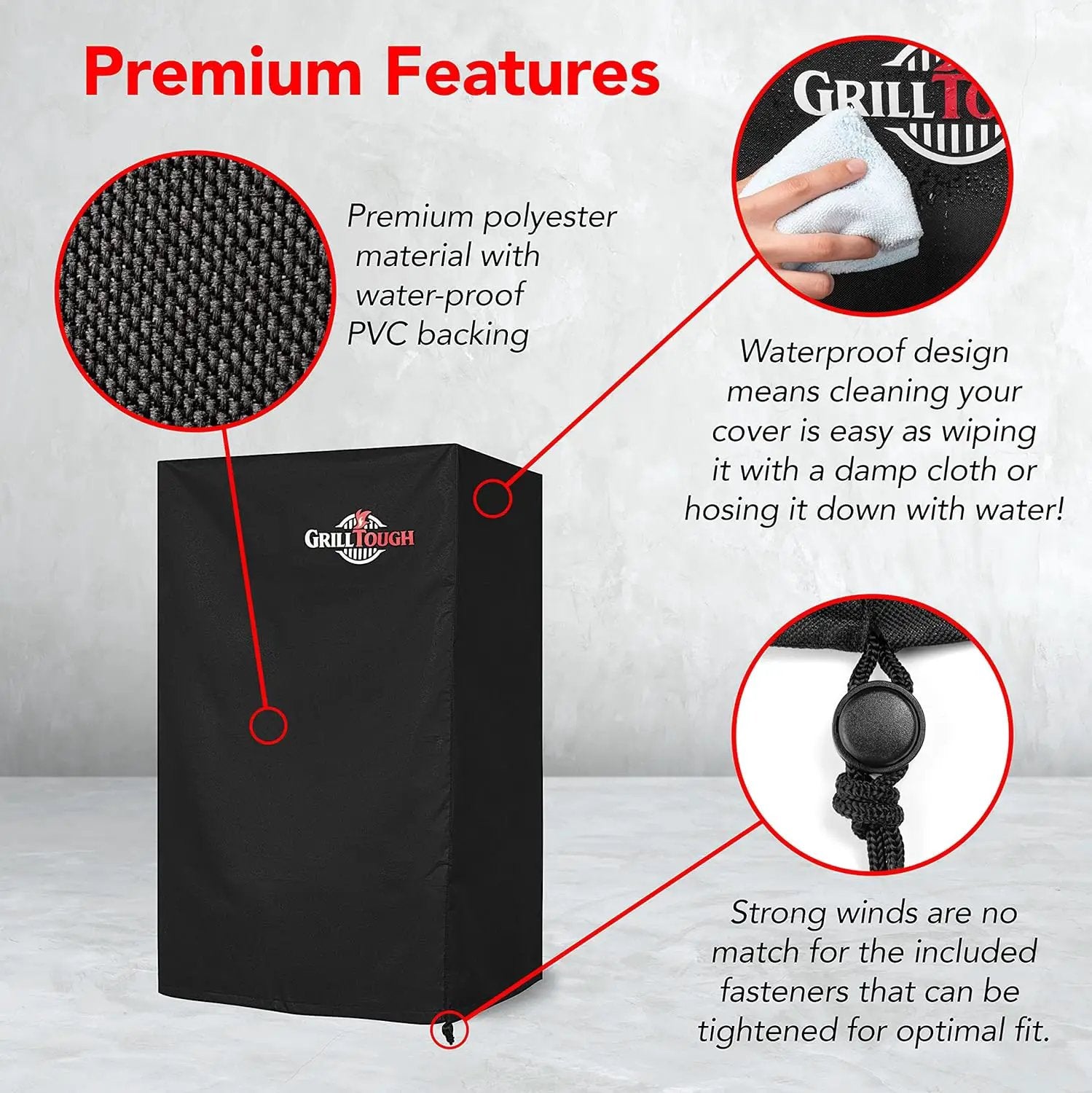 Heavy Duty Smoker Cover for Outdoor Griddle, 40 Inch – Waterproof, Weather Resistant, UV & Fade Resistant with Adjustable Straps – BBQ Cover for Flat Grill, Black by GreenHaven Gardens