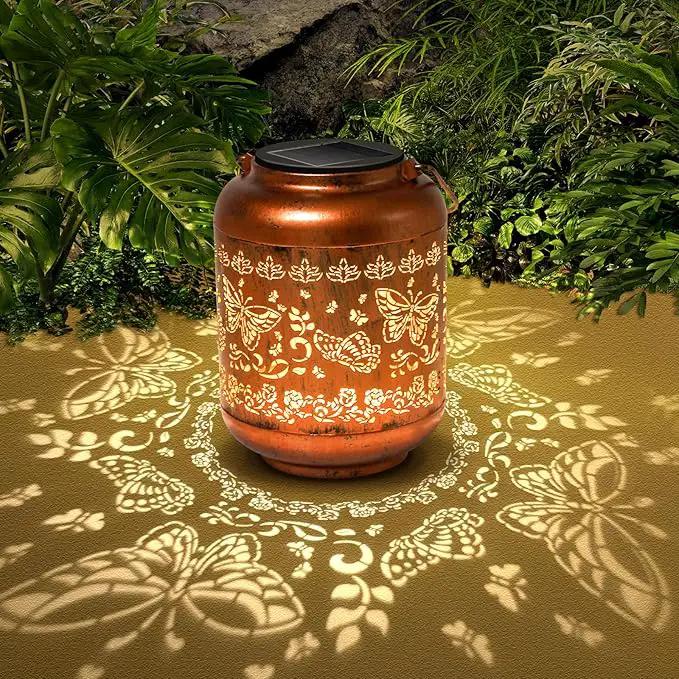 2Pack Butterfly Solar Lanterns Outdoor Hanging Waterproof Lanterns for Garden Decor Christmas Gifts for Women Mom Grandma Metal Solar Lights Decoration Outside for Yard, Patio,Pathway Landscape by GreenHaven Gardens