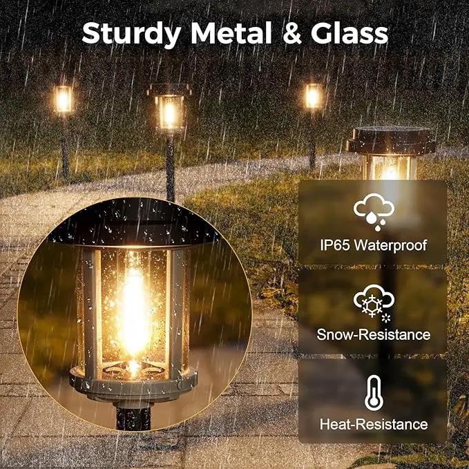 XMCOSY+ Solar Pathway Lights, 20 LM Bright Solar Light Outdoor, Waterproof Seed Glass & Metal Solar Powered Garden Lights, Outside Solar Lights for Yard Lawn Landscape Walkway(Black & Grey) by GreenHaven Gardens