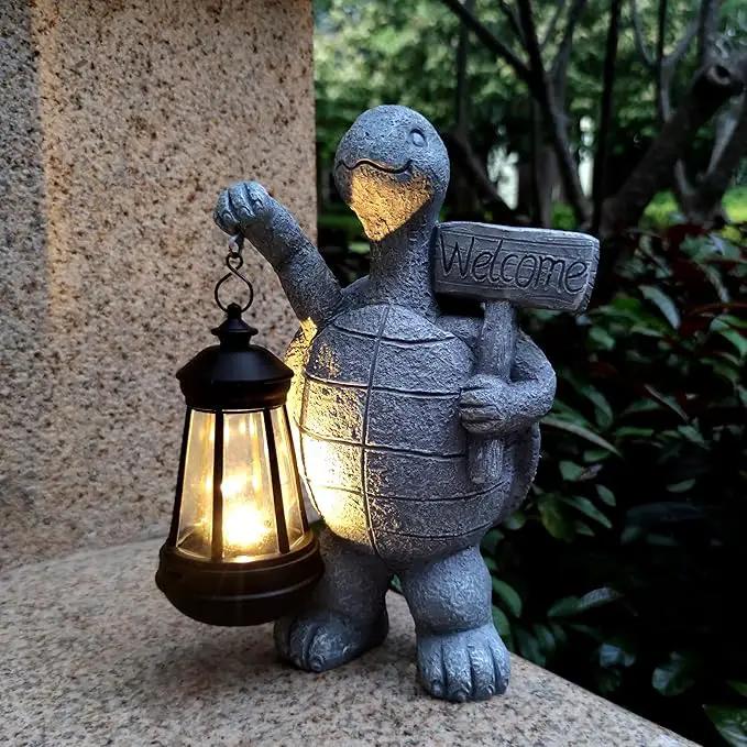 Sea Turtle Solar Garden Statues,Resin Sea Turtle Figurine Decorations with Solar Lights Lantern, Outdoor Figurines Lawn Garden Statue Decor Art for Lawn,Yard, Balcony Ornament. by GreenHaven Gardens
