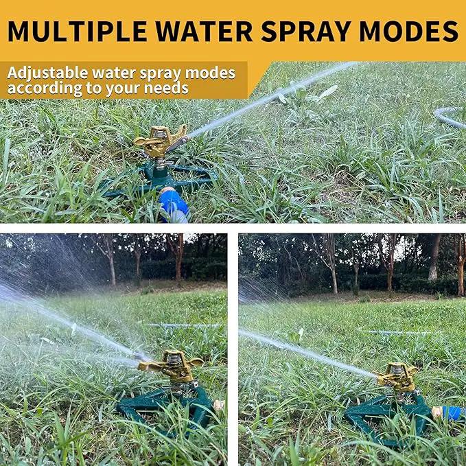 Impact Sprinklers for Yard with Metal Base, Heavy Duty Zinc Alloy Water Sprinkler for Lawn, Automatic 360° Roating for Large Lawn and Garden, Coverage up to 5,800 Sq.Ft, Olive by GreenHaven Gardens