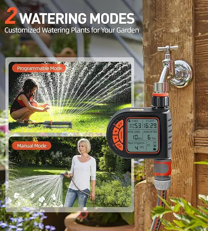 Oscillating Sprinkler with Irrigation Timer, Adjustable Sprinklers for Yard Large Area, Cover up to 3,600 sq. ft, Programmable Water Sprinkler Timer, Rain Delay Lawn & Garden Sprinklers Timer by GreenHaven Gardens