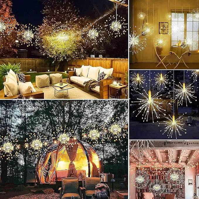 FOOING 6 Pack Firework Lights Led Copper Wire String Lights 8 Modes Battery Operated Fairy Lights with Remote,Wedding Decorative Hanging Lights for Party Patio (Warm White) by GreenHaven Gardens
