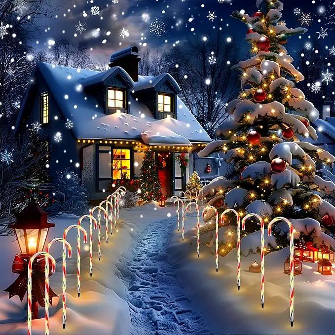 VCOKEN 30'' Christmas Candy Cane Lights Outdoor Pathway, Set of 10 Christmas Candy Cane Markers Decoration, Connectable & Light Up Xmas Holiday Party Yard Art Indoor Outdoor, Red&Green by GreenHaven Gardens