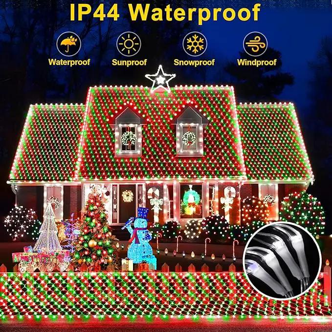 KNONEW Christmas Net Lights 360 LEDs 13ft x 9.8ft Outdoor Mesh Lights Connectable Waterproof 8 Modes & Timer Plug-in Net Fairy Lights for Bushes Garden Party Wedding Holiday,Red and Green by GreenHaven Gardens