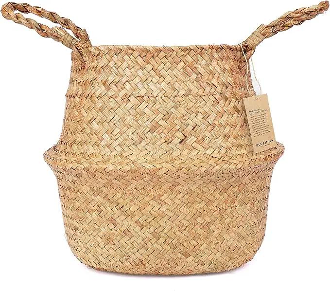 Tree Basket – Wicker Seagrass Planter for Tall Indoor Fake Olive House Plants, Decorative Rattan Baskets for 7-8 Inch Small Plant Pots (Original, Medium) by GreenHaven Gardens