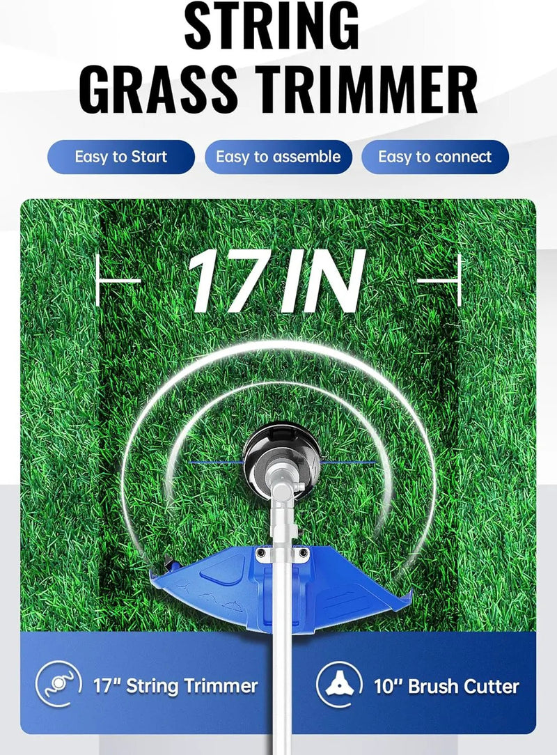 WILD BADGER POWER 26cc Weed Wacker Gas Powered, 3 in 1 String Trimmer/Edger 17'' with 10'' Brush Cutter,Rubber Handle & Shoulder Strap Included by GreenHaven Gardens