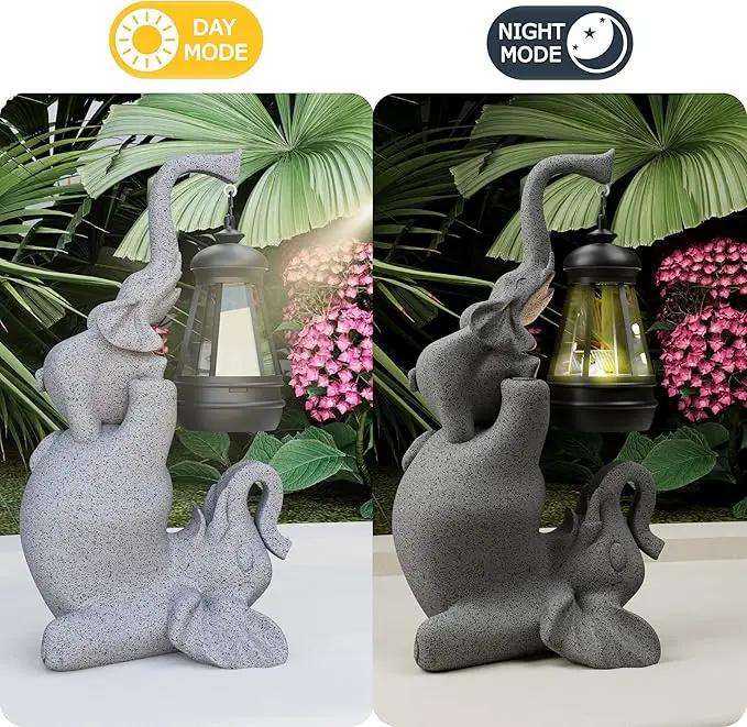 Solar Garden Statue 10 Inch Elephant Decor for Outside Yard Decoration Outdoor Unique Housewarming Gardening Birthday Gifts for Women Grandma by GreenHaven Gardens