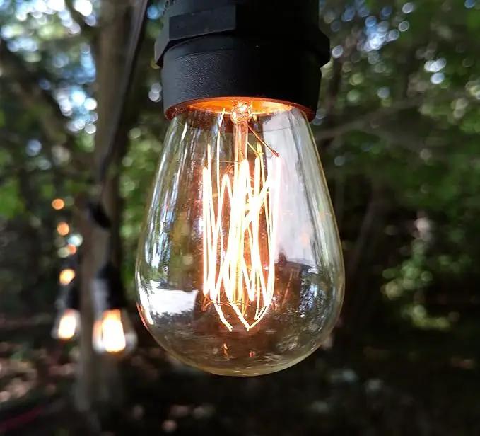 Hometown Evolution, Inc. 50 Foot E26 Commercial Edison Bulb String Lights with 25 Suspended Sockets and S14 Lantern Edison 11 Watt Bulbs by GreenHaven Gardens