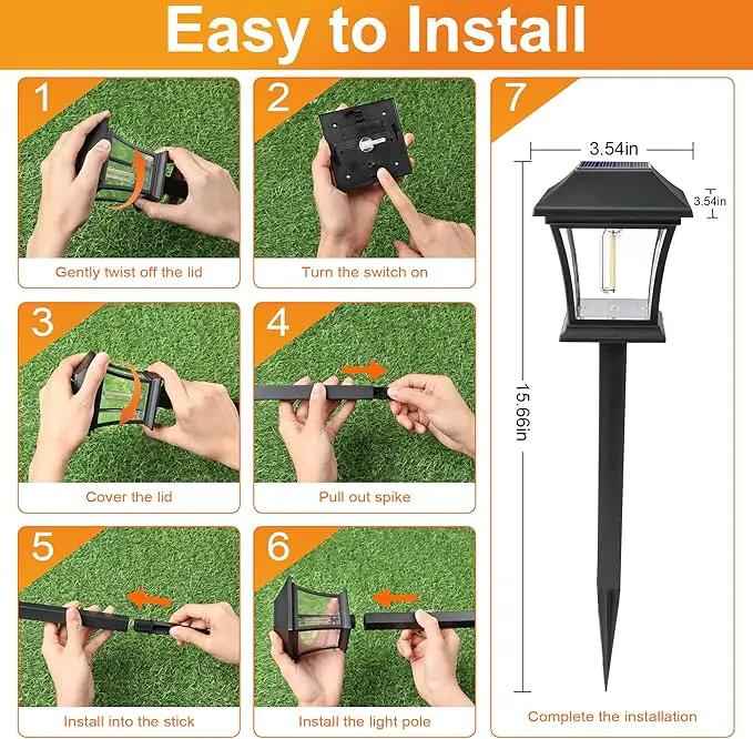 ODEETRONIC Solar Pathway Lights - 6 Pack Solar Garden Lights with Tungsten Filament Bulb, Solar Landscape Lights Outdoor Walkway Lights Waterproof for Lawn Yard Patio Fence Driveway Decor, Warm White by GreenHaven Gardens