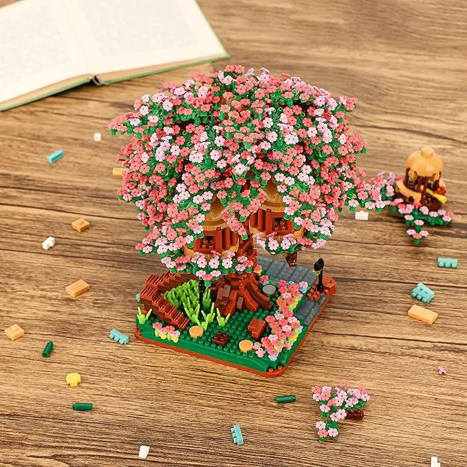 Cherry Blossom Bonsai Tree Mini Micro Building Set, Japanese Sakura Tree House Model Sets for Adults, Flowers House Mini Bricks Building Kit, Creative Gift Toys for Kids 12-14 (2138PCS) by GreenHaven Gardens