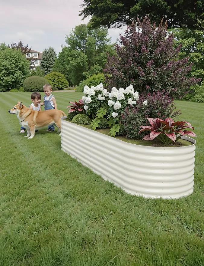 8x2x2ft Raised Garden Bed,Galvanized Raised Planter Boxes Outdoor with Easy Assembly, Large Garden Bed for Vegetables, Fruits, Flower,Raised Garden Bed,Beige by GreenHaven Gardens