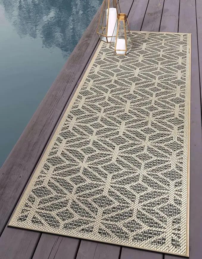 Rugshop Contemporary Geometric Indoor/Outdoor Runner Rug 2' 3" X 12' Blue by GreenHaven Gardens