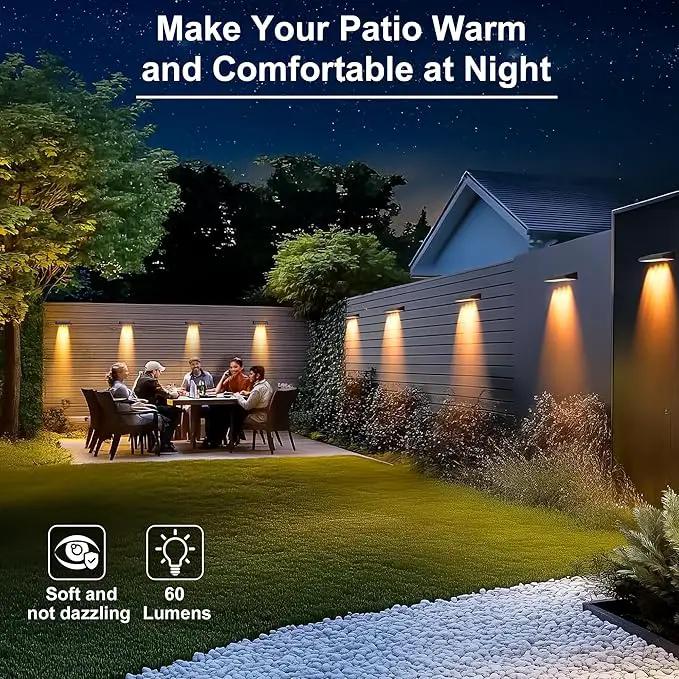 Solar Fence Lights Outdoor Waterproof IP65, 12 Pack Fence Lights Solar Powered 60 Lumens Auto On/Off Step Wall Lights Outside Decorations for Yard, Porch, Patio, Stairs, Pool, Deck, Garden- Warm Light by GreenHaven Gardens