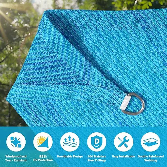 Amagenix Sun Shade Sail 8'X8'X8'Curved Edge Outdoor Shade Canopy Mixed Turquoise Breathable 95% UV Block Shade Cloth for Patio Garden Backyard (We Make Custom Size) by GreenHaven Gardens
