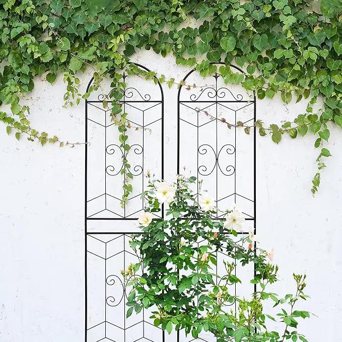 Metal Garden Trellis Rustproof Trellis for Climbing Plants Outdoor Flower Support (Black-2 Pack, 86.7"x19.7") by GreenHaven Gardens