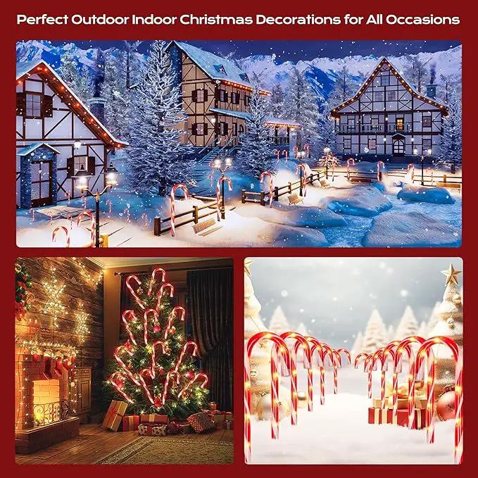 Christmas Candy Cane Lights 12Pcs Christmas Pathway Lights with 72 Count Incandescent Clear Lights, Connectable 12 Inch Pathway Makers Lights for Indoor Outdoor Walkway Patio Yard Lawn Decorations by GreenHaven Gardens