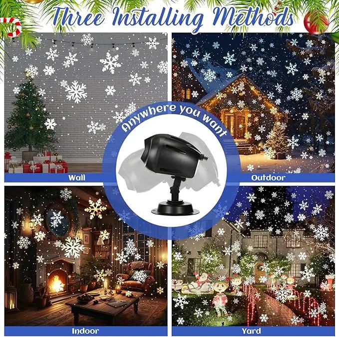 4 Pcs Christmas Snowflake Projector Lights Outdoor Waterproof Highlight Rotating LED Snow Lights with Remote Control for Xmas Holiday Party Garden Landscape Home Decoration by GreenHaven Gardens