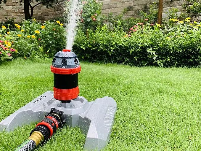 Eden 96122 Metal Adjustable 6-Pattern Mobile Rotary Gear Drive Garden Sprinkler for Yard W/Quick Connect Starter Set, Waters up to 80 ft. in Diameter by GreenHaven Gardens