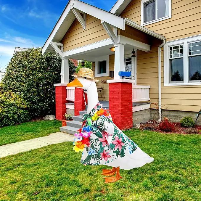 Goose Outfit Lawn Goose Porch Clothing Outfits for Yard Summer Luau 23'' Lawn Outdoor Decoration(Hawaiian Style) by GreenHaven Gardens