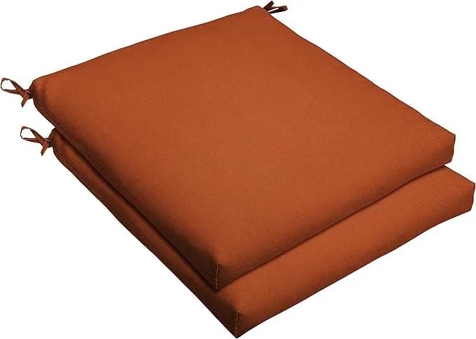 Sorra Home Sunbrella Bristol Square Chair Cushion (Set of 2) - Fade & Water Resistant, Outdoor & Indoor Patio Seat Cushion with Plush Foam - Canvas Rust (19" x 19" x 2.5") by GreenHaven Gardens
