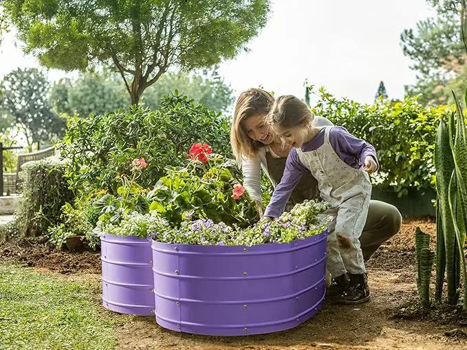 Galvanized Raised Garden Beds Outdoor // Planter Raised Beds for Gardening, Vegetables, Flowers // Large Metal Garden Box (Purple) // Tool-Free Assembly by GreenHaven Gardens