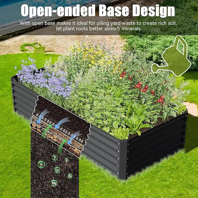 Domi Galvanized Raised Garden Bed, Outdoor Planter Garden Boxes Large Metal Planter Box for Gardening Vegetables Fruits Flowers, Dark Grey (8x4x1.5ft) by GreenHaven Gardens