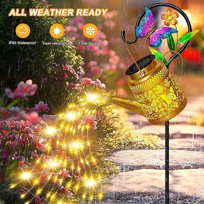 Solar Watering Can Lights Outdoor Garden Decor, Large Butterfly Hanging Lantern with Shepherd Hook, Waterproof Garden Lights for Outdoor Landscape Pathway Yard, Gift for Mom Grandma by GreenHaven Gardens