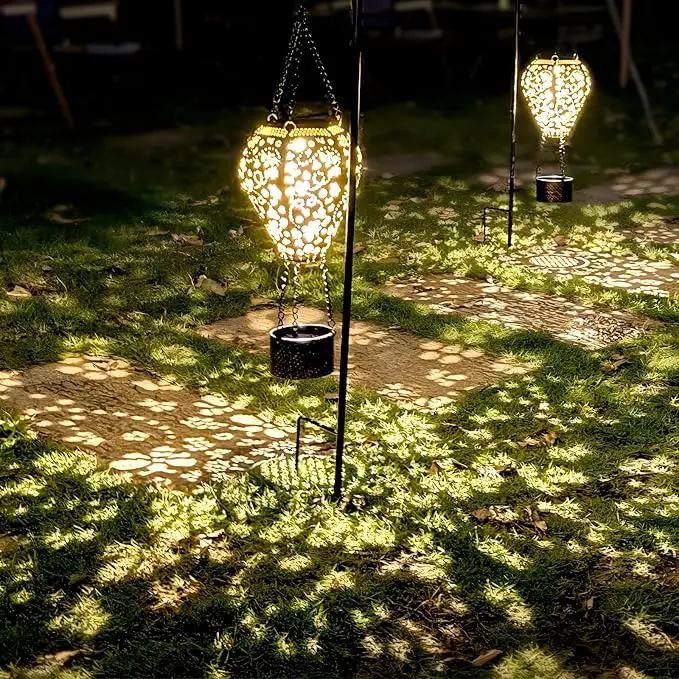 2-Pack Bee Decor Hot Air Balloon Solar Lantern – Outside Decorative Hanging Light for Garden Yard Patio Porch Lawn and Pathway – Unique Housewarming, Birthday Gift for Women Mom Grandma by GreenHaven Gardens